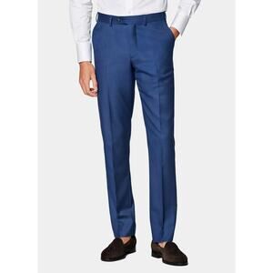 SUITSUPPLY Brescia Slim Leg Straight Dress Pant Blue Summer Wool Men's 48/US 32
